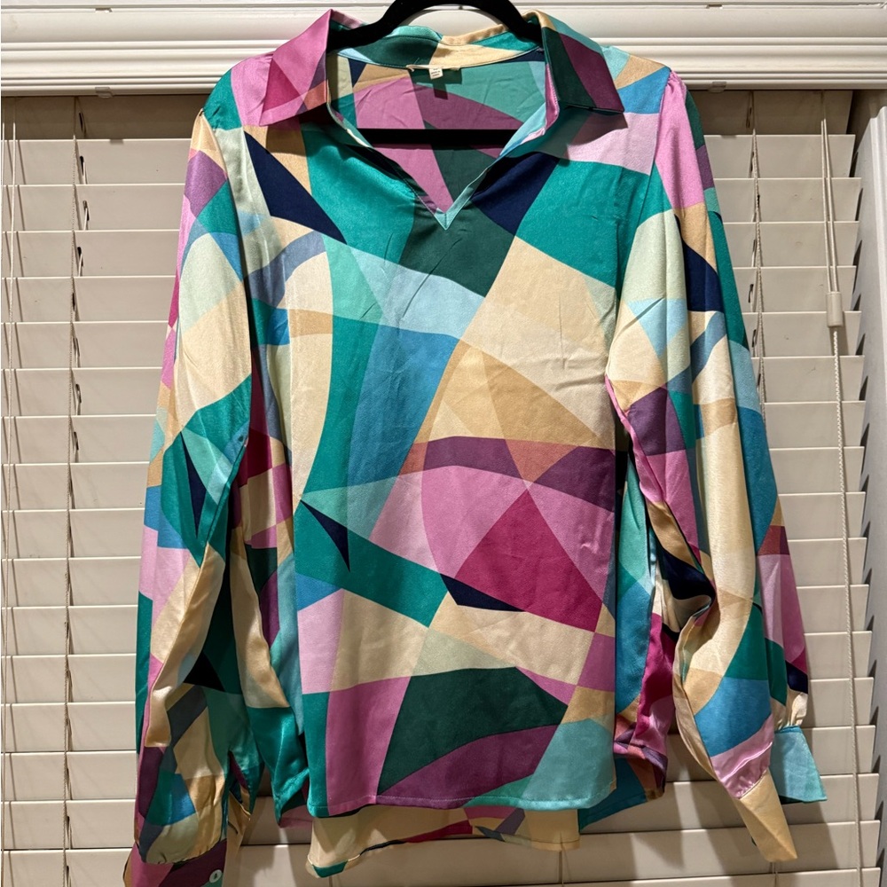 Easel Multicolor Geometric Shirt